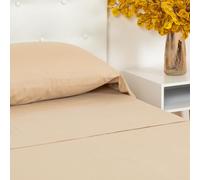 TRAMAS+ Parure de lit 100% Coton - Parure de draps 3 pièces - Ensemble de draps - Parure de 1 Drap Housse 90x190/200cm, 1 Drap Plat 180x270 et 1 taie d'oreiller 55x80, Sable