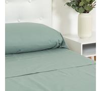 TRAMAS+ Parure de lit 100% Coton - Parure de draps 3 pièces - Ensemble de draps - Parure de 1 Drap Housse 90x190/200cm, 1 Drap Plat 180x270 et 1 taie d'oreiller 55x80, Vert Menthe