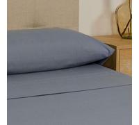 TRAMAS+ Parure de lit 100% Coton - Parure de draps 3 pièces - Ensemble de draps - Parure de 1 Drap Housse 90x190/200cm, 1 Drap Plat 180x270 et 1 taie d'oreiller 55x80, Bleu Indigo