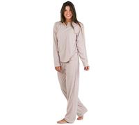 TRAMAS+ Pyjama 100% Coton pour Femme, Ensemble t-Shirt à Manches Longues et Pantalon Long avec Taille Ajustable, Ensemble pour Femme - XL, Madrigal