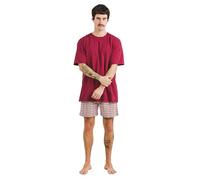 TRAMAS+ Pyjama d'été pour Homme 100% Coton, Ensemble T-Shirt à Manches Courtes et Short, Confortable et Cool - M, Jannat Burdeos
