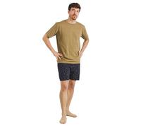 TRAMAS+ Pyjama d'été pour Homme 100% Coton, Ensemble T-Shirt à Manches Courtes et Short, Confortable et Cool - M, Oggy Caqui