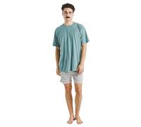 TRAMAS+ Pyjama d'été pour Homme 100% Coton, Ensemble T-Shirt à Manches Courtes et Short, Confortable et Cool - L, Arpani Verde Francés