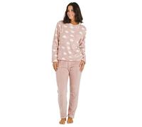 TRAMAS+ Pyjama d'Hiver pour Femme - Ensemble Corail T-Shirt et Pantalon à Manches Longues avec Ceinture Ajustable, Chaud - L, Papiro