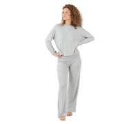 TRAMAS+ Pyjama Entre-Saison pour Femme, Pyjama Angorina pour Femme, Ensemble Pantalon et t-Shirt à Manches Longues pour Femme avec Ceinture Ajustable, Ensemble Chaud pour Femme- M, Gris