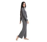 TRAMAS+ Pyjama Entre-Saison pour Femme, Pyjama Angorina pour Femme, Ensemble Pantalon et t-Shirt à Manches Longues pour Femme avec Ceinture Ajustable, Ensemble Chaud pour Femme- S, Gris Marengo