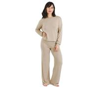 TRAMAS+ Pyjama Entre-Saison pour Femme, Pyjama Angorina pour Femme, Ensemble Pantalon et t-Shirt à Manches Longues pour Femme avec Ceinture Ajustable, Ensemble Chaud pour Femme- M, Arena