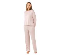 TRAMAS+ Pyjama Entre-Saison pour Femme, Pyjama Angorina pour Femme, Ensemble Pantalon et t-Shirt à Manches Longues pour Femme avec Ceinture Ajustable, Ensemble Chaud pour Femme- M, Rosa Claro