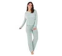 TRAMAS+ Pyjama Entre-Saison pour Femme, Pyjama Angorina pour Femme, Ensemble Pantalon et t-Shirt à Manches Longues pour Femme avec Ceinture Ajustable, Ensemble Chaud pour Femme- L, Verde