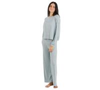 TRAMAS+ Pyjama Entre-Saison pour Femme, Pyjama Angorina pour Femme, Ensemble Pantalon et t-Shirt à Manches Longues pour Femme avec Ceinture Ajustable, Ensemble Chaud pour Femme- S, Celeste