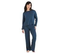 TRAMAS+ Pyjama Entre-Saison pour Femme, Pyjama Angorina pour Femme, Ensemble Pantalon et t-Shirt à Manches Longues pour Femme avec Ceinture Ajustable, Ensemble Chaud pour Femme- L, Azul Azafata