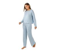 TRAMAS+ Pyjama Entre-Saison pour Femme, Pyjama Angorina pour Femme, Ensemble Pantalon et t-Shirt à Manches Longues pour Femme avec Ceinture Ajustable, Ensemble Chaud pour Femme- S, Azul
