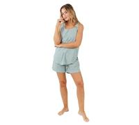TRAMAS+ Pyjama Femme 100% Coton, Ensemble Court Débardeur & Short pour Femmes, Pyjama Léger Été & Printemps, Vêtements de Nuit Femme - XL, Anita Verde