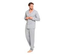 TRAMAS+ Pyjama Homme Chemise Longue, 100% Coton, avec Manches Longues et Pantalon Long, Ensemble de Nuit Mi-Saison -L, Harry Celeste