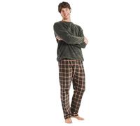 TRAMAS+ Pyjama Homme Corail Chaud | Ensemble de Pyjama Moderne à Carreaux pour l'Hiver | T-shirt Manche Longue et Pantalon Long | Doux, Confortable et Parfait pour la Maison | L