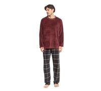 TRAMAS+ Pyjama Homme Hiver Coraline Manches Longues Polaire Pantalon Long - M, Tejada Burdeos
