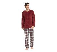 TRAMAS+ Pyjama Homme Hiver Coraline Manches Longues Polaire Pantalon Long - S, Celestia Burdeos
