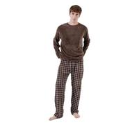 TRAMAS+ Pyjama Homme Hiver Coraline Manches Longues Polaire Pantalon Long - XL, Pruden Marrón