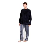 TRAMAS+ Pyjama Homme Hiver Coraline Manches Longues Polaire Pantalon Long - XL, Raya Vinicius Azul Marino