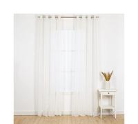 TRAMAS+ Rideau Semi-Transparent pour Le Salon et la Chambre à Coucher avec Oeillets, 140x260cm, 1 pièce, Chambre à Coucher et Salle à Manger - Molly Blanc