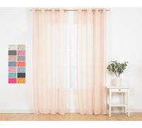 TRAMAS+ Rideau Semi-Transparent pour Salon et Chambre à Coucher avec Oeillets, 140x300cm, 1 pièce, Chambre à Coucher et Salle à Manger - Molly Beige