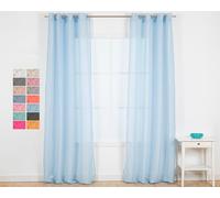 TRAMAS+ Rideau Semi-Transparent pour Salon et Chambre à Coucher avec Oeillets, 140x300cm, 1 Pièce, Chambre à Coucher et Salle à Manger - Molly Bleu Clair