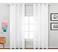 TRAMAS+ Rideaux Semi-Transparents pour Le Salon et la Chambre, 1 pièce 140x260 cm, avec Oeillets, pour la Chambre à Coucher et la Salle à Manger - Oxford Blanc