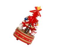 Trame De Noël en Bois Noël Décoration Boîte À Musique Rotative avec des Ornements Figurine Sûrs pour Les Fête Vacances Mélodies Vacances Décors Rotatifs