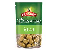 Tramier Olives Apéro à l'Ail (1 x 150 g), olives vertes à l'ail, au persil et aux herbes de Provence, olives dénoyautées idéales pour l'apéritif