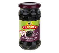 Tramier Olives Noires à la Grecque Dénoyautées (1 x 220 g), olives de table provenant du Maroc, olives dénoyautées idéales pour apéritifs & recettes