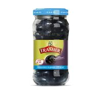Tramier Olives Noires à la Grecque Dénoyautées -25 % de Sel (1 x 220 g), olives de table provenant du Maroc, olives dénoyautées idéales pour apéritifs & recettes