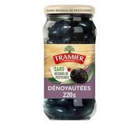 TRAMIER - Olives noires dénoyautées à la grecque, saveur intense et texture fondante (Bocal 220g) - Le Lot De 3
