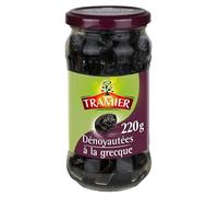 TRAMIER - Olives Noires Grecque Dénoyautées 220G - Saveur authentique de Méditerranée, sans noyaux, 100% naturel - Idéal pour vos apéritifs et préparations culinaires - Epicerie Salée - Lot De 4