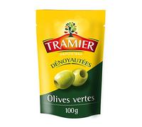 Tramier Olives Vertes Dénoyautées (1 x 100 g), olives de table provenant d'Espagne, olives dénoyautées idéales pour recettes cuites ou crues
