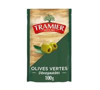 TRAMIER - Olives Vertes Dénoyautées, Sachet 100G - Lot De 4