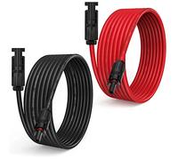 TRAMILY Câble d'extension solaire 5 m/16,4 10 AWG avec prise femelle et mâle - Adaptateur de câble de câble solaire (16FT rouge + 16FT noir)