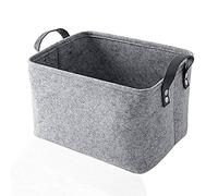 TRAMILY Panier de rangement en feutre avec poignées pour vêtements, jouets, vêtements, produits de bureau et autres articles divers (gris, L)