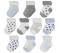 TRAMLE Chaussettes pour bébé garçon épaisses en tissu éponge, lot de 10 paires (0-3 ans) pour nouveau-né garçon fille, ensemble de chaussettes mignonnes et chaudes à cheville, Gris + bleu., 1-3 Years