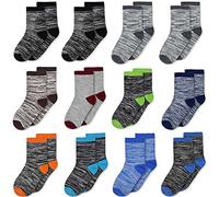 TRAMLE Lot de 12 paires de chaussettes à rayures en coton respirant pour garçons ou filles de 1 à 14 ans, multicolore, 3-5 ans