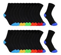 TRAMLE Lot de 12 paires de chaussettes noires colorées pour garçons de 1 à 13 ans à l'école, Noir , 4-7 ans