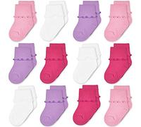 TRAMLE Lot de 12 paires de chaussettes pour bébé fille avec bord ondulé et revers à revers pour tout-petits (0 à 6 ans), rose, 4-6 Years