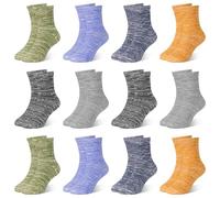 TRAMLE Lot de 12 paires de chaussettes rayées en coton respirant pour garçons ou filles (1 à 14 ans) avec motif rayé, gris, 5-7 ans