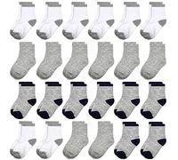 TRAMLE Lot de 24 paires de chaussettes douces et respirantes pour enfants de 1 à 14 ans, multicolore, 4-6 ans