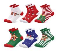 TRAMLE Lot de 6 paires de chaussettes de Noël pour filles et garçons de 0 à 9 ans - Unisexe - Motif dessin animé, multicolore, 7-9 Years