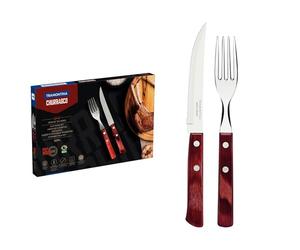 Tramontina 21199/703 Coffret de 12 couverts à steak avec manches rouges à 2 rivets