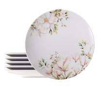 Tramontina - Assiettes plates rondes décorées porcelaine 28 cm Magnolia. Lot de 6.