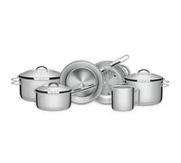 Tramontina Batterie de Cuisine Solar Inox Fond Triple avec Couvercles 6 Pièces