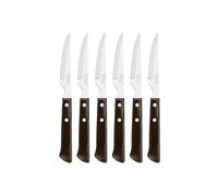 Tramontina Coffret de Couteaux à Steak Polywood en Acier Inoxydable à Tranchant Lisse et Manches en Bois 6 Pièces