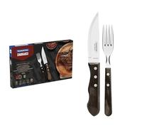 Tramontina - Couteaux et fourchette à steak Jumbo. 12pcs inox et polywood marron.
