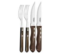Tramontina - Couteaux et fourchette à steak Jumbo. 4pcs inox et bois marron.